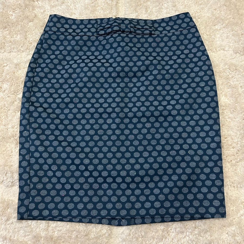 LOFT Navy Polka Dot Pencil Skirt